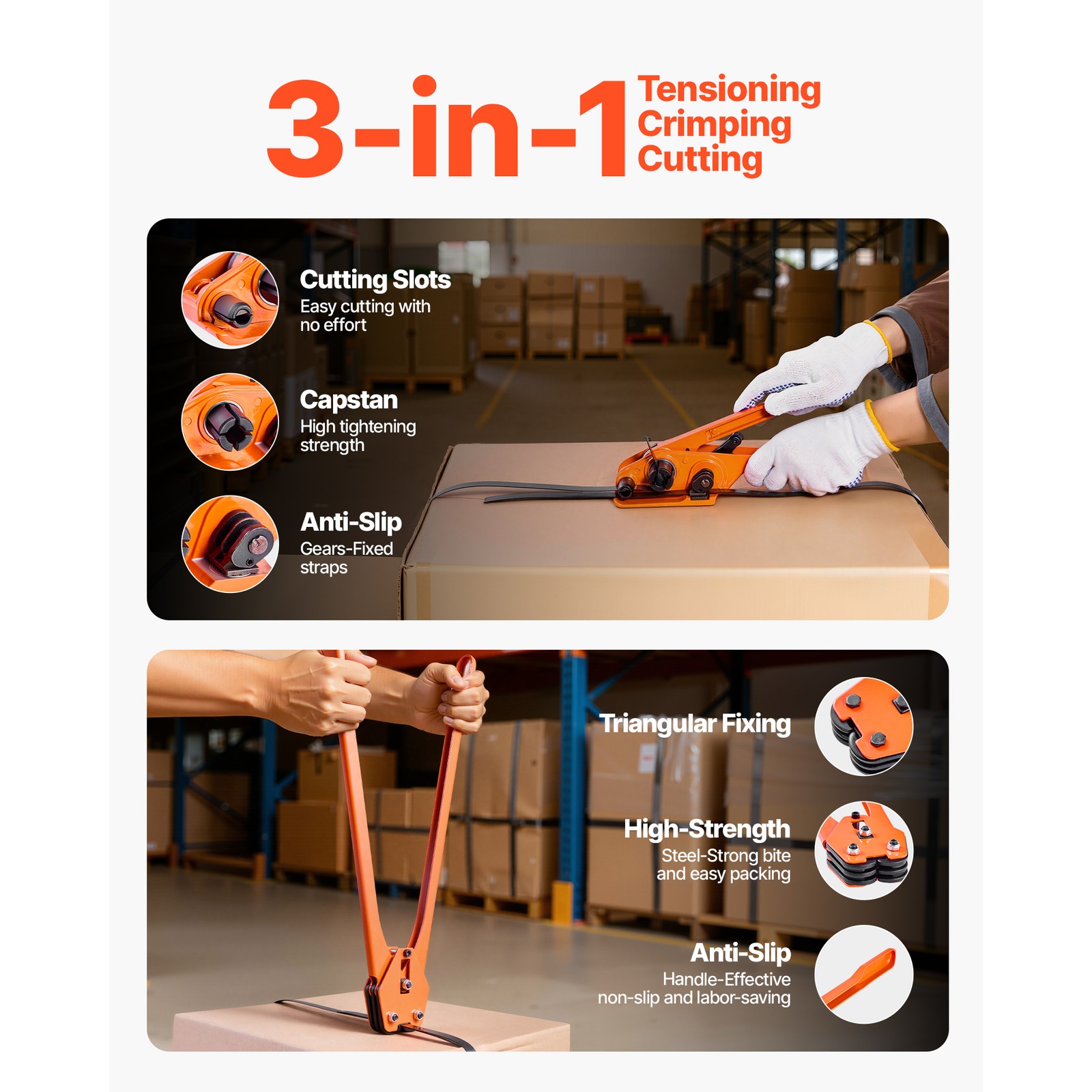 Uimoso PET Strapping Kit with 2000ft Band, 600 Seals, and 200 Edge Protectors