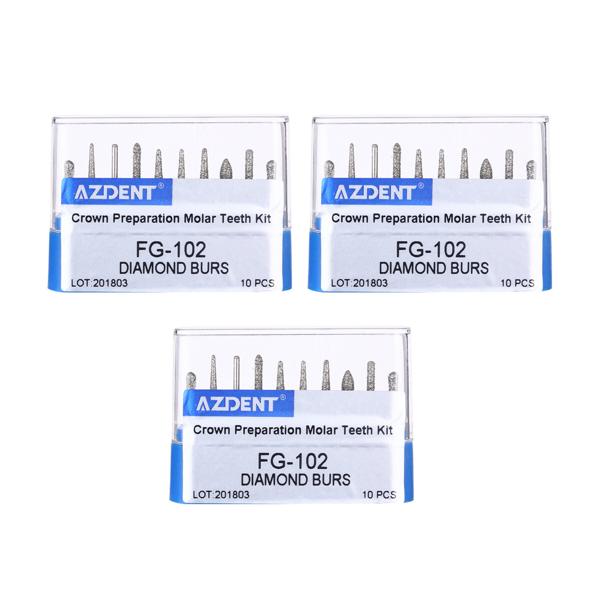 30Boxes Dental Diamond Burs For Crown and Bridge Preparation Molar Teeth FG-102