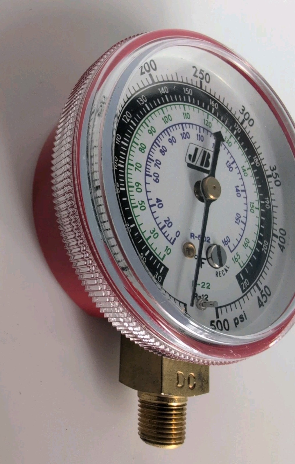 JB INDUSTRIES Highside Manifold Gauge, 2-1/2 Face, Red, 1/8 NPT, R-502 R-22 R-12