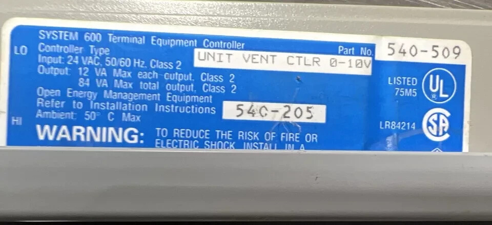 540-509 LANDIS & GYR Unit Vent Controller Open Box Never Used