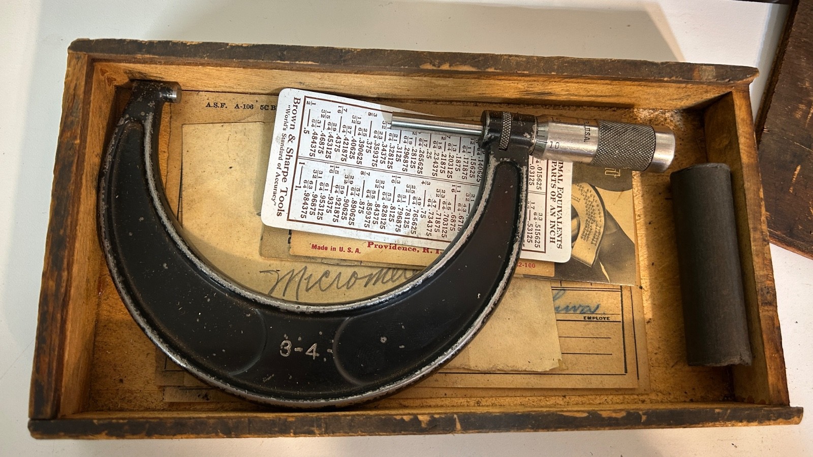 LOT of 4, Brown & Sharpe Outside Micrometer 0-1″ and 2-3″ Vernier USA Case onFL