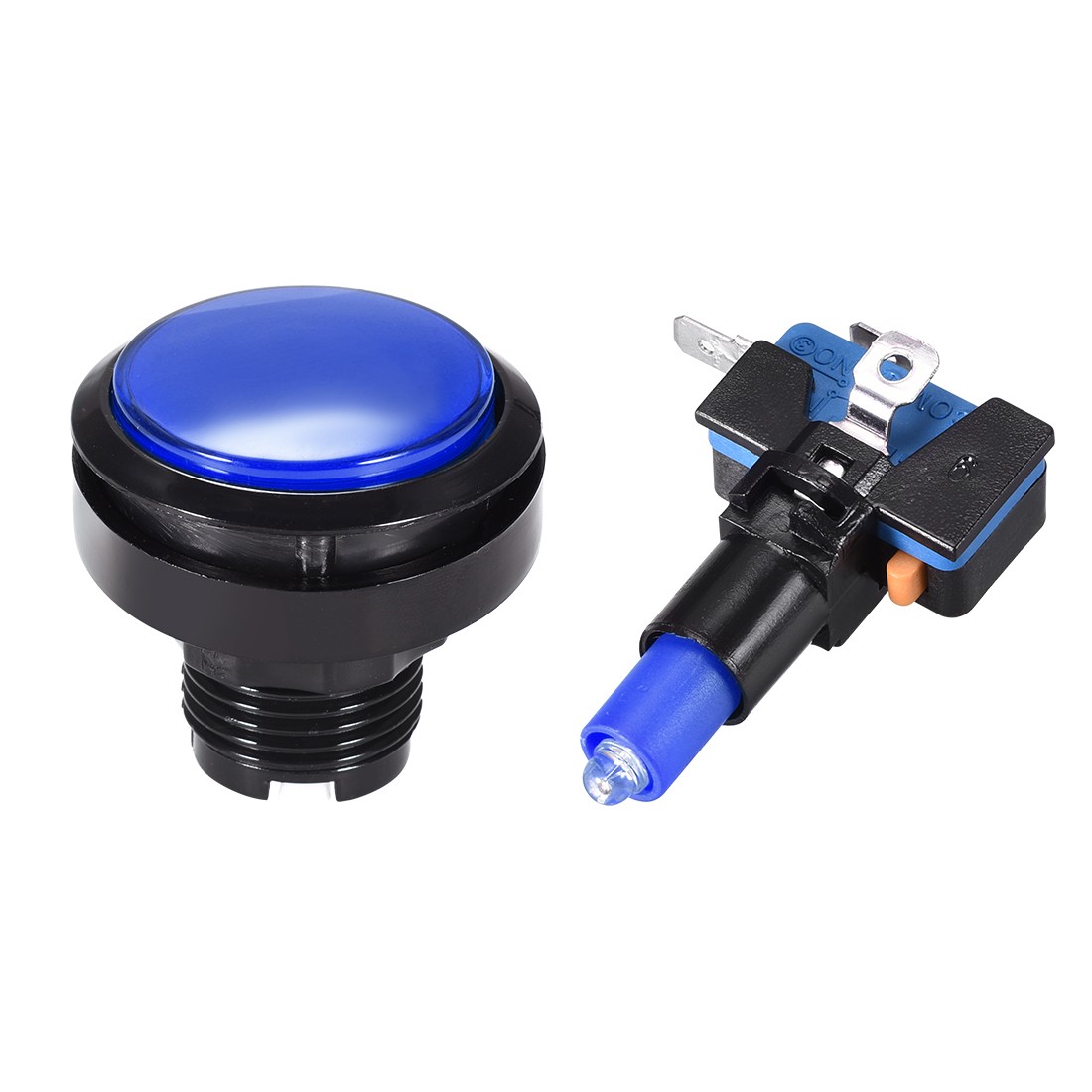 Game Push Button 46mm Round 12V LED Illuminated Push Button Switch Blue 2PC