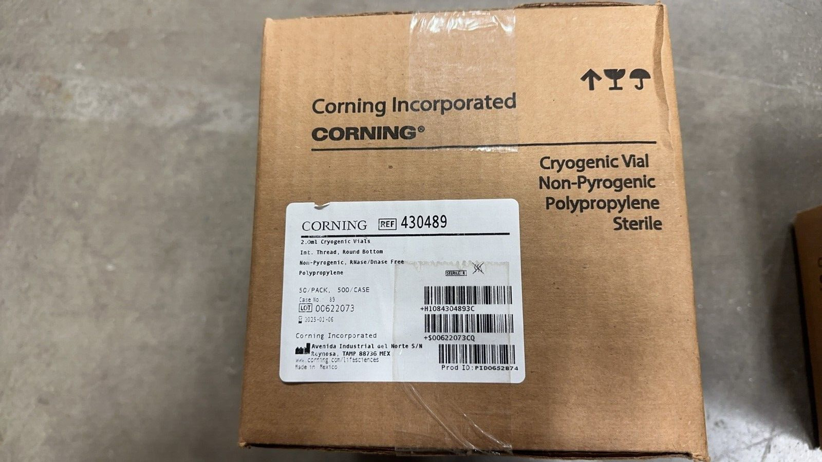 Corning 430489 Internally Threaded Cryogenic Vials Orange; 2 mL, 500/CS