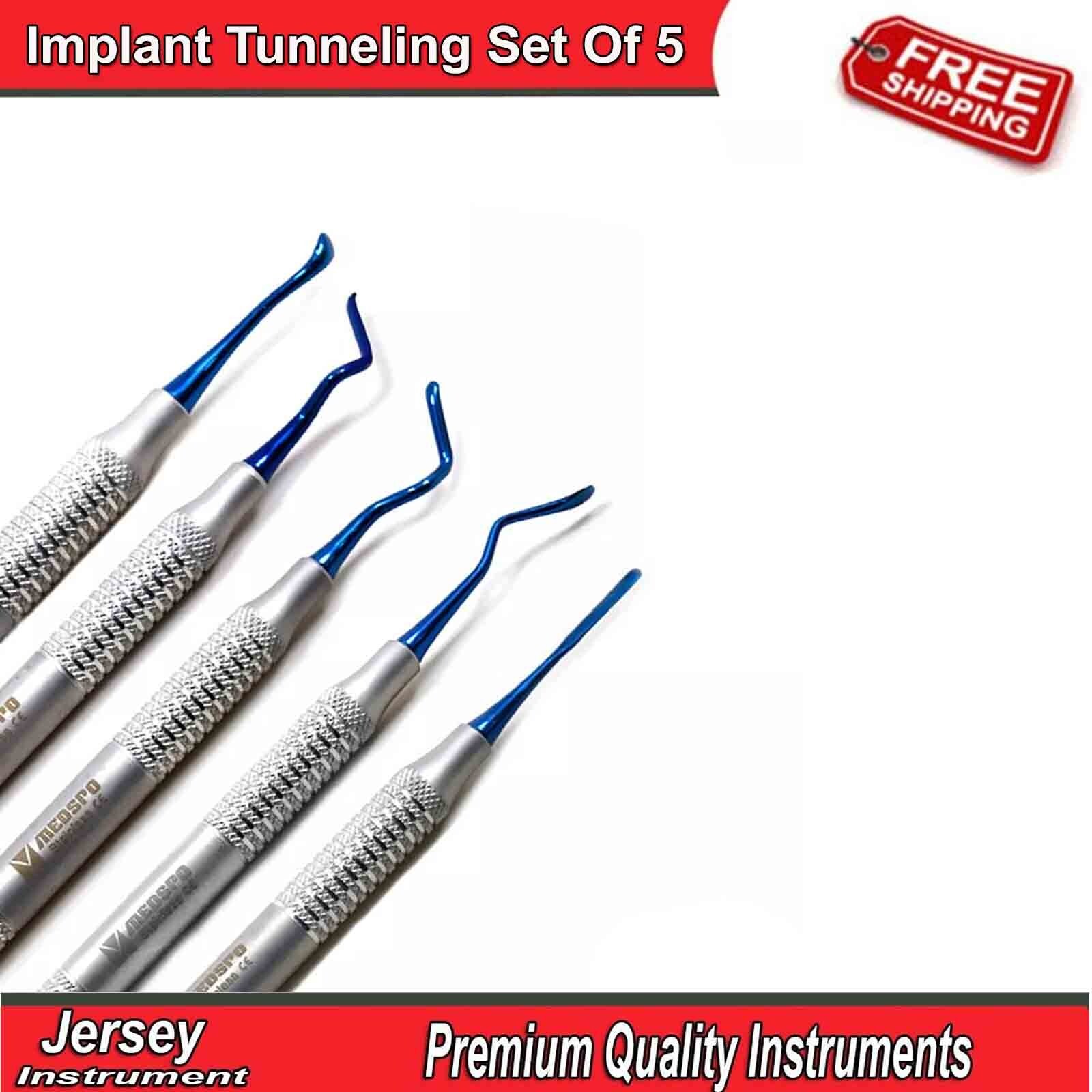 Dental Implant Surgery Tunneling Set Of 5 Tissue Grafting Sinus Lift Instruments
