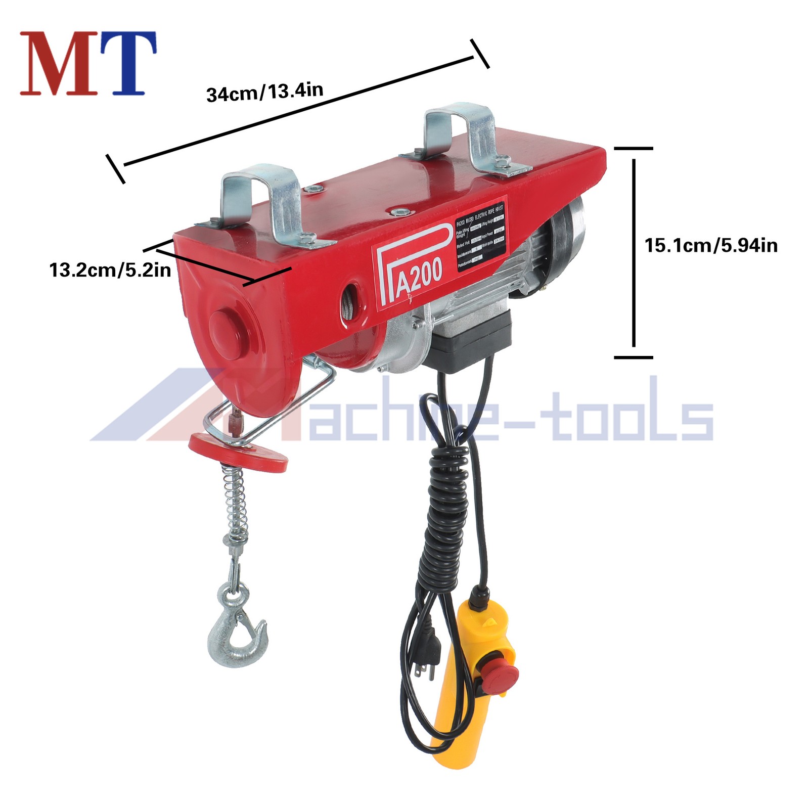 Electric Hoist, 110V 440lbs/200kg Winch with 6.6ft Remote Control Height 20-40ft