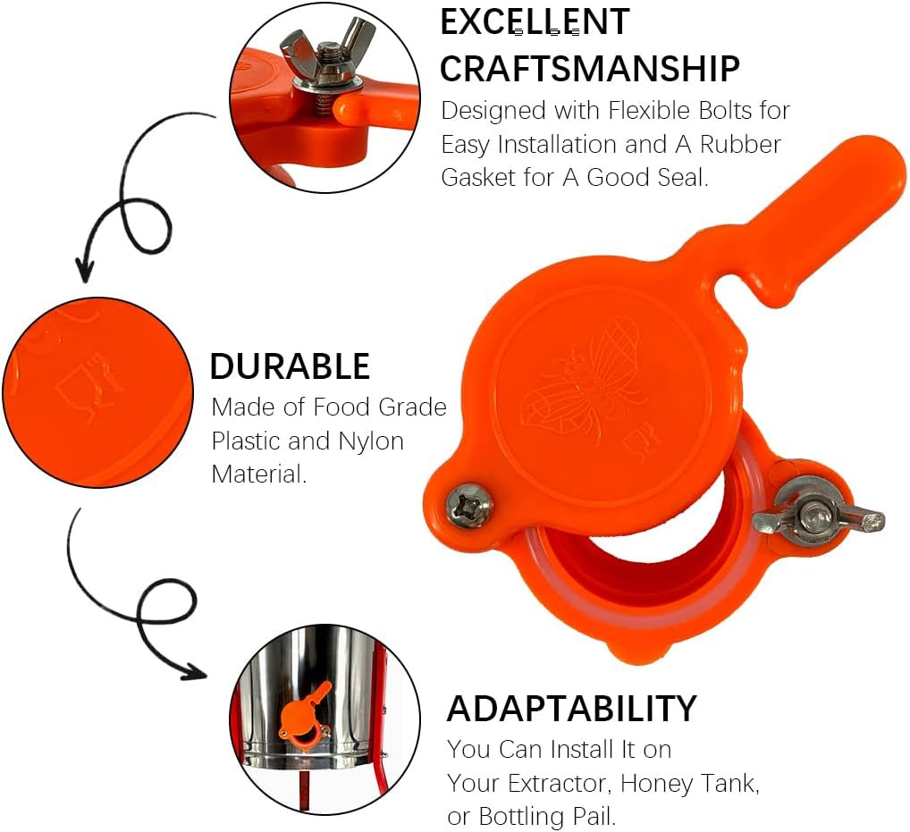 2 Pack Honey Gate Valve for Extractor, Durable Nylon Honey Extractor Tap, Beekee