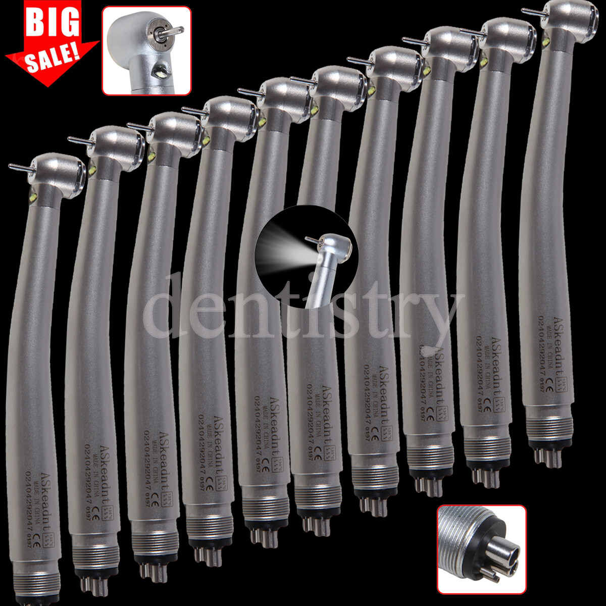 Pieza de mano LED turbina alta velocidad fibra óptica dental estilo NSK 4 Holes