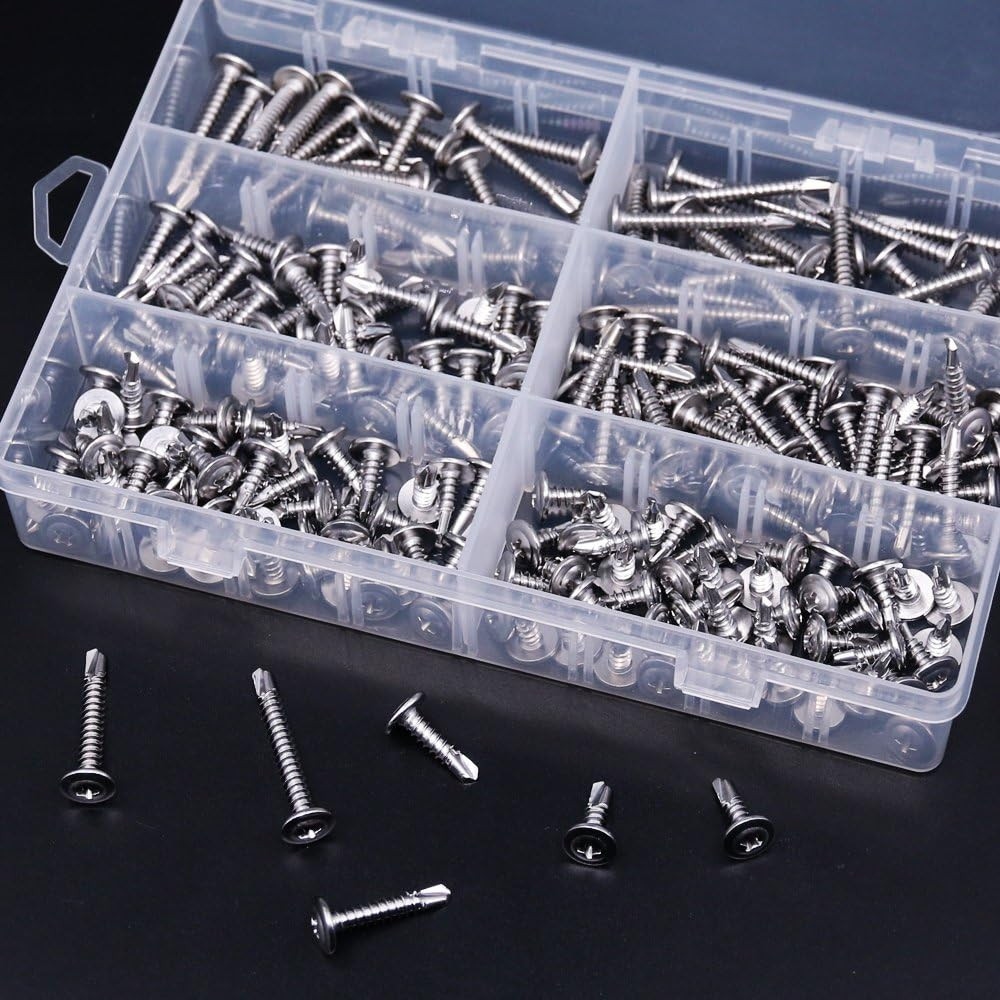 Hilitchi 410 Stainless Steel #10 Wafer Head Phillips Self Drilling Screws Sheet