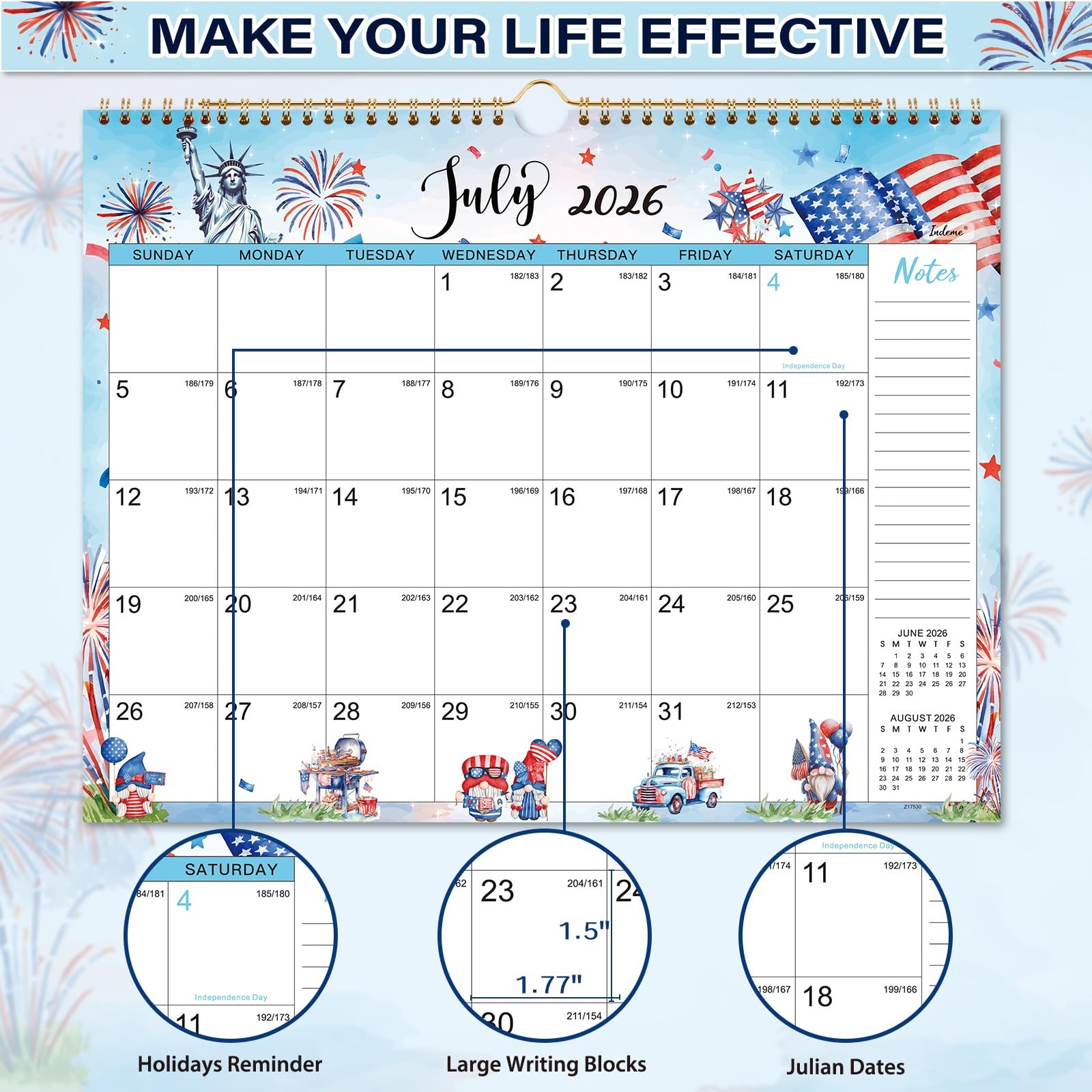 Calendar 2026-2027 – Wall 2026-2027, 18 Months 11.5″ x 15″, White