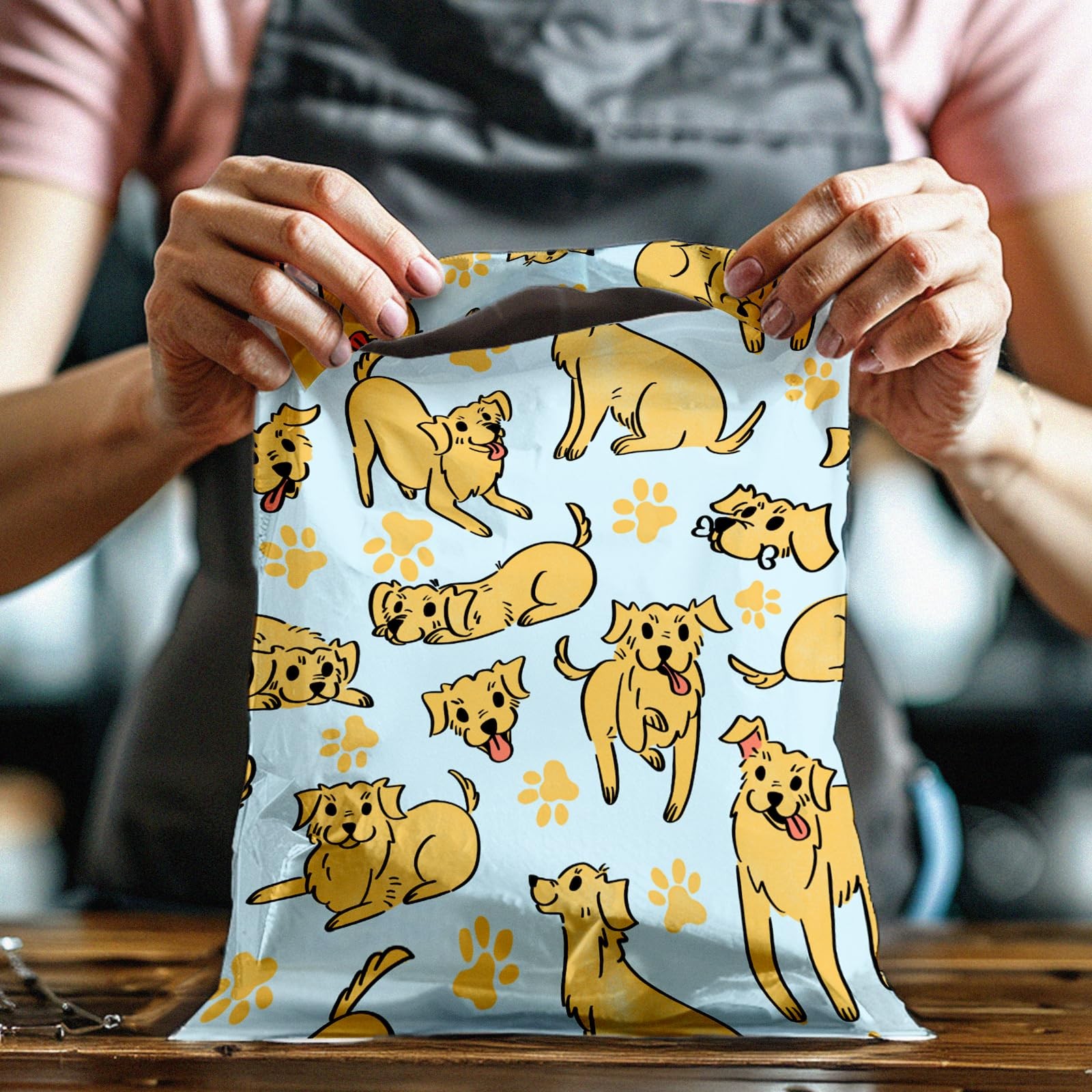 100 PCS Dogs Designer Poly Mailers Shipping Envelopes Printed 10×13 Inch