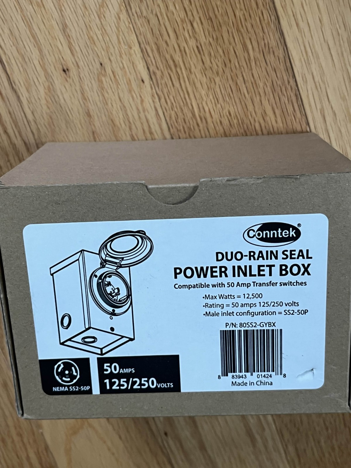 Conntek 80SS2-GYBX 50 Amps 125/250 Volts Power Inlet Box, *NEW*