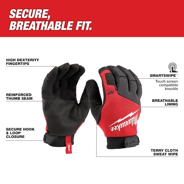 Milwaukee Tool 48-73-8524 Work Glove, Synthetic Leather Palm, Breathable