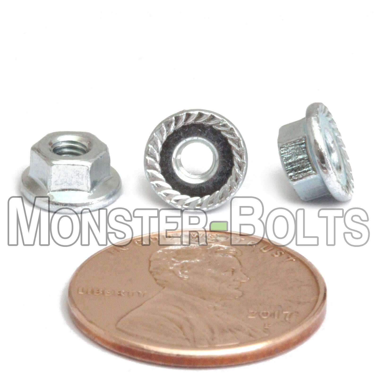M3-0.50 Zinc Hex Serrated Flange Nuts Metric Class 8, DIN 6923 RoHS CR+3