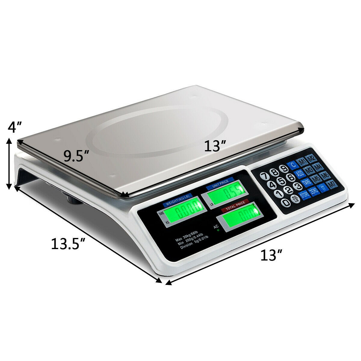 66 lbs Digital Commercial Price Scale Food Fruit Electronic Counting LCD Display
