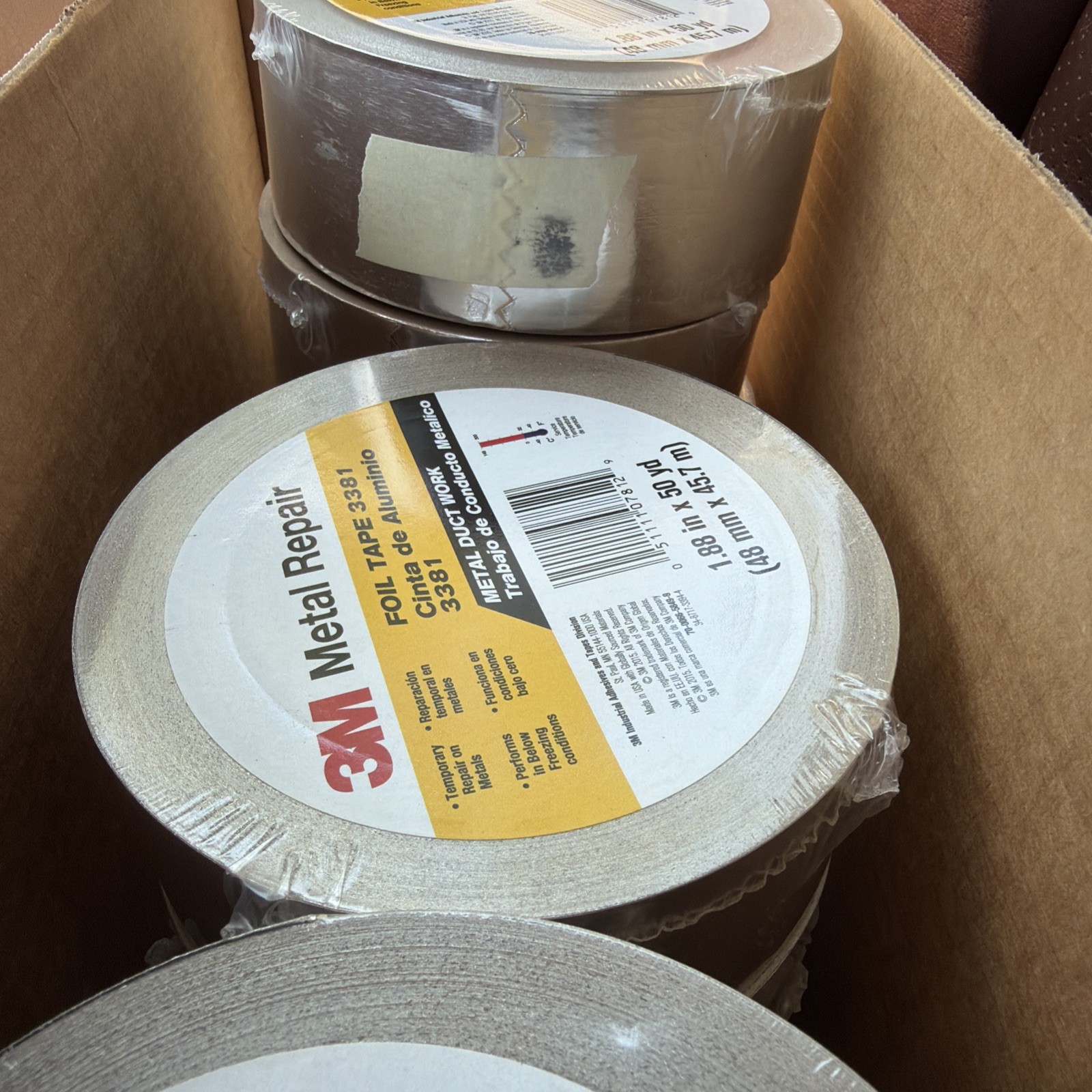 3M 3381 Foil Tape, Aluminum, Silver, 50 Yd L, 2-3/4 In W