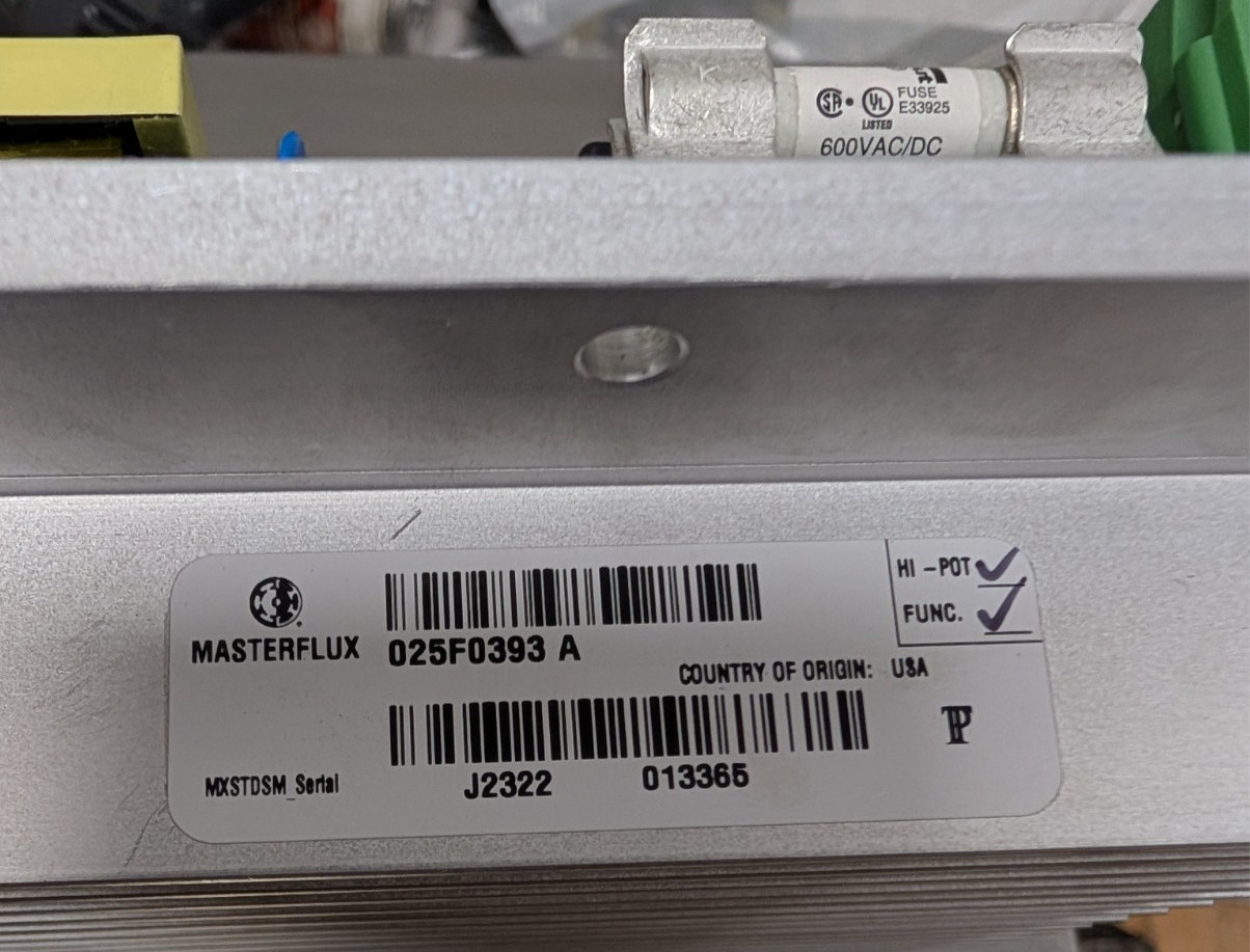 Masterflux 025F0393 A Brushless DC Motor Controller 75-125 VDC Input 2500W [A9S1