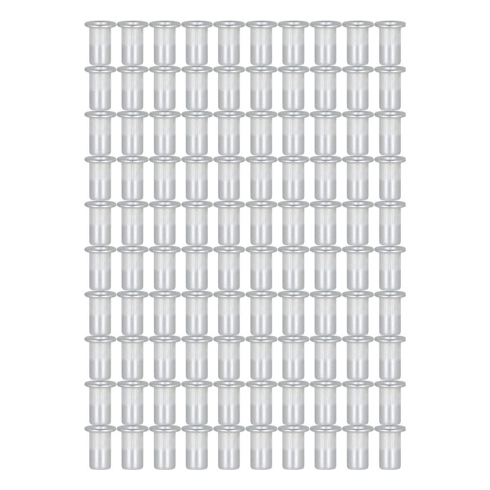 100 Pack 10 – 24 UNC Aluminum Sliver Rivet Nut Rivnut Insert Nutsert SAE New