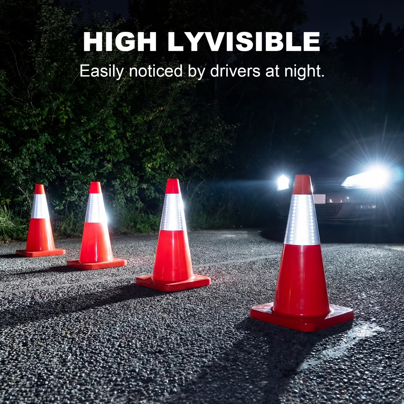6 PACK-18» Traffic Safety Cones,2.2LB with Reflective Collar| Driveway Parking
