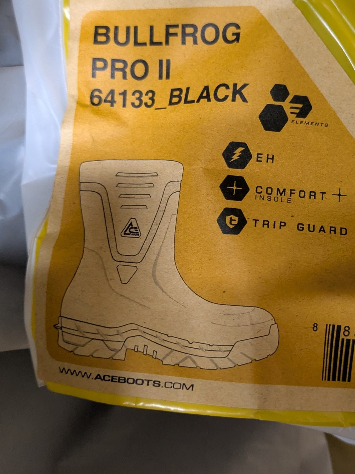ACE 64133 Work Boots Unisex Bullfrog Pro II Slip Resistant Men 4 / Women 6