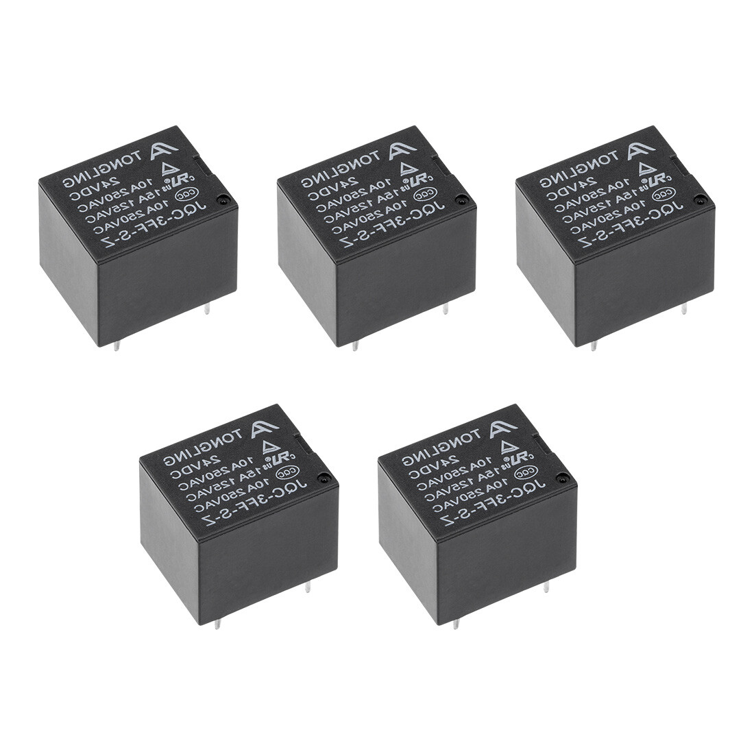 5 Pcs JQC-3FF-S-Z DC 24V Coil SPDT 5 Pin PCB Electromagnetic Power Relay Black