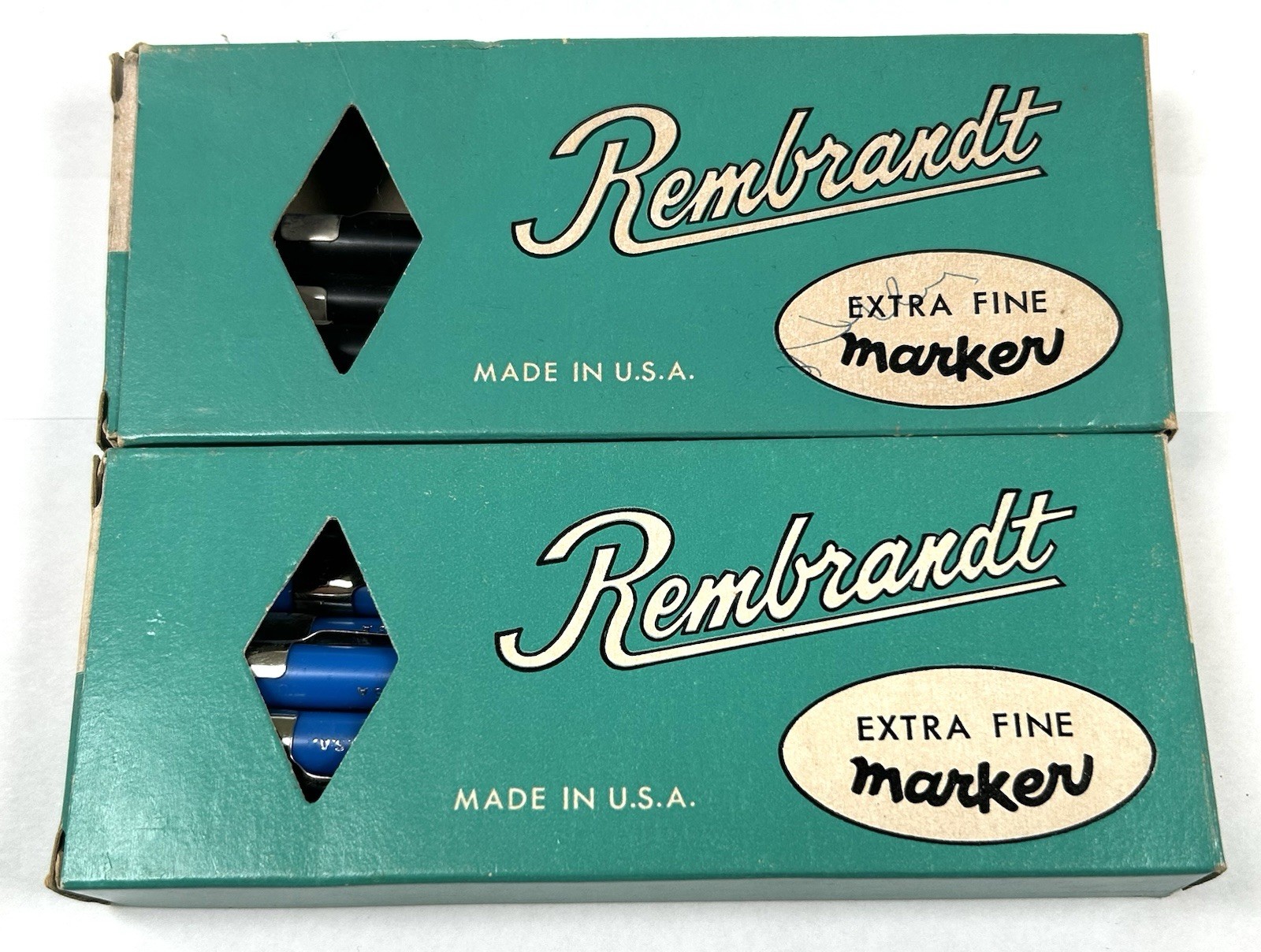Vintage Rembrandt Extra Fine Marker Lot 13 Blue & Black w/ Original Boxes RARE