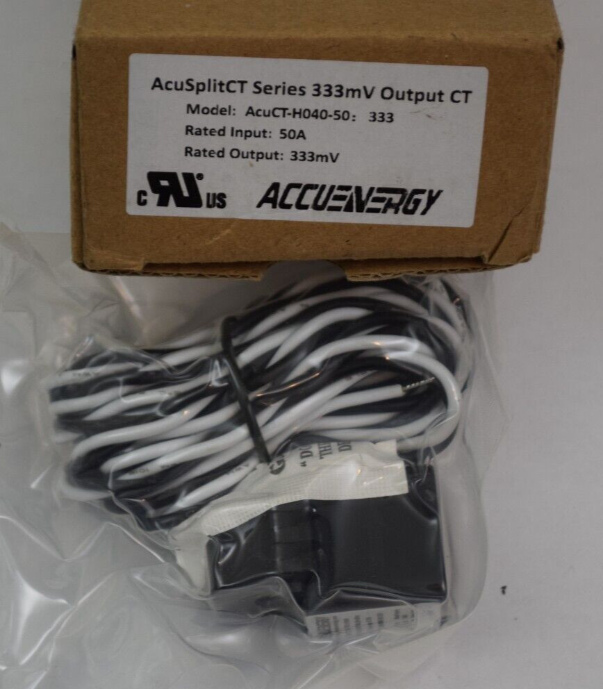 Accuenergy AcuSplitCT Series 333mv Output Current AcuCT-H040-50, 333mV, 50A NEW