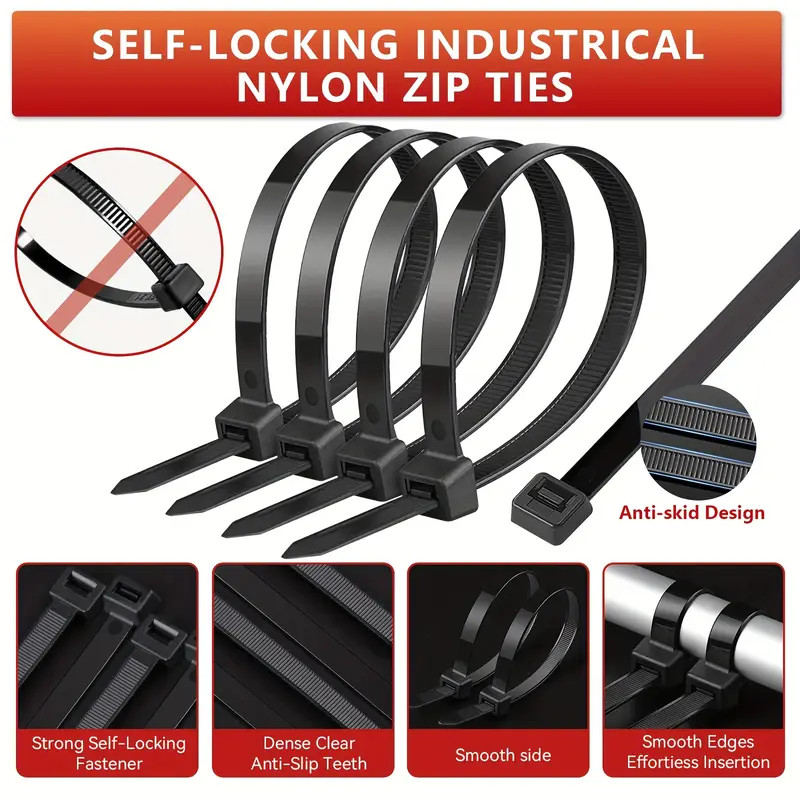 400pcs Cable Zip Ties Heavy Duty 18/14/12/8 In with 300 Pounds Tensile Strength
