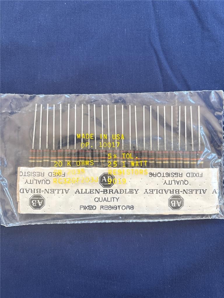 ALLEN-BRADLEY RC32GF203J 20K Ohm 5% 1 Watt Carbon Comp Resistors (Qty 25)