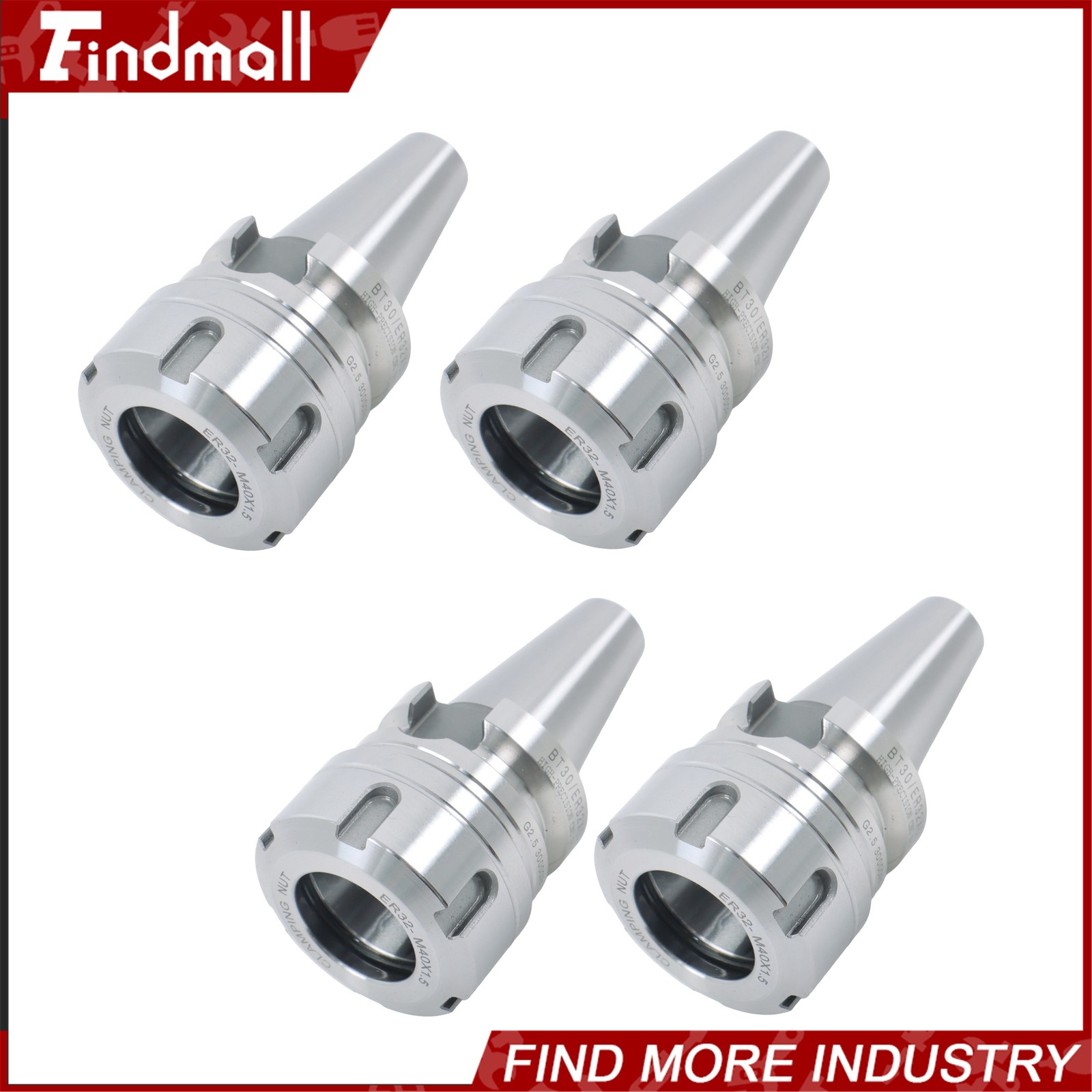 Findmall BT30 ER32 Tool Holder 4 Pack Set 2.05 Inch G2.5 Balanced 20000RPM