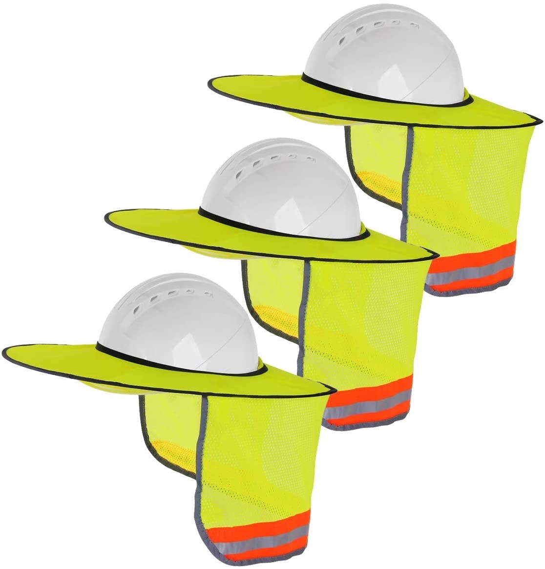 3 Pack Hard Hat Sunshield Upgrade Full Brim Neck Sunshade Cover with Reflective