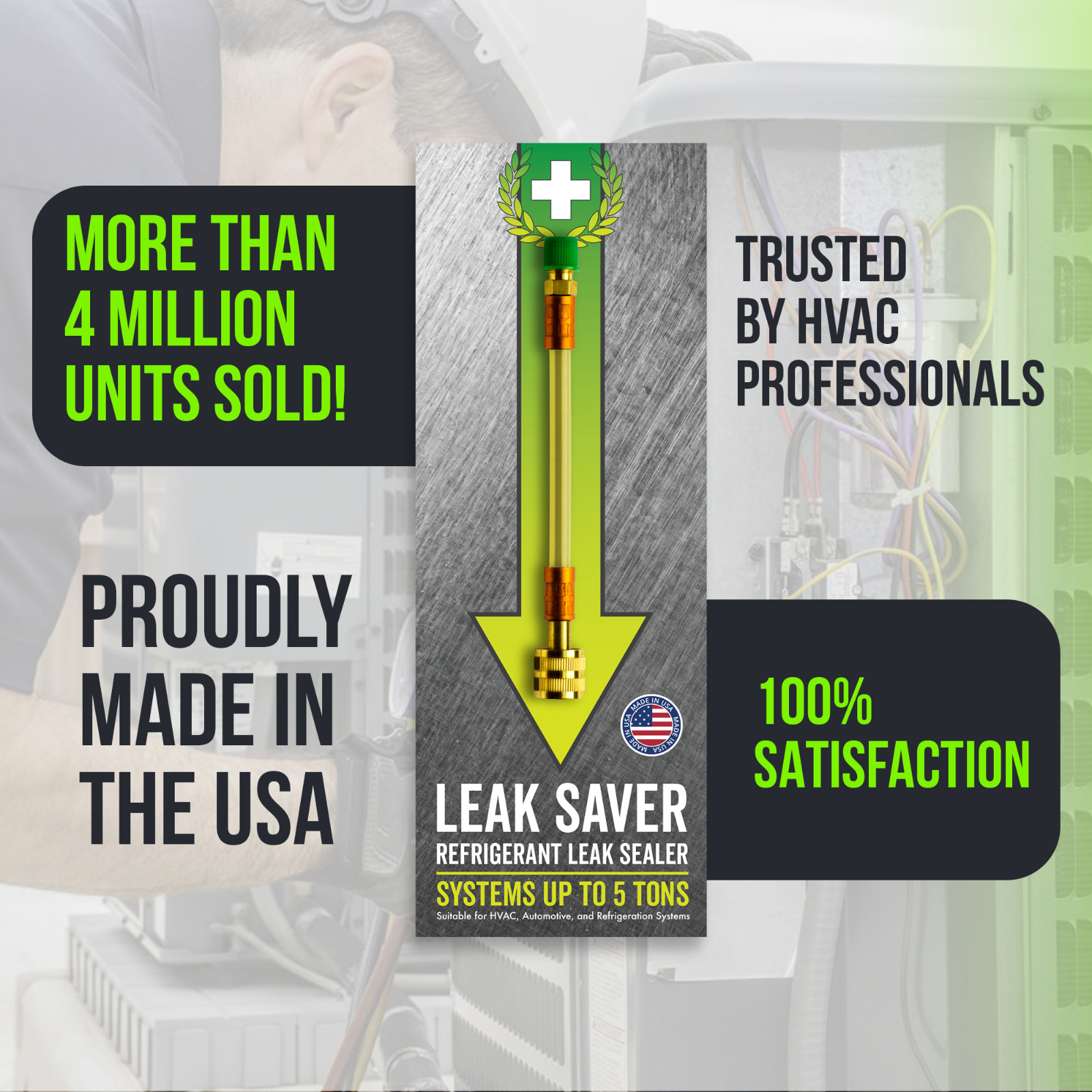 Leak Saver Direct Inject Refrigerant Leak Sealer for HVAC and Automotive Systems