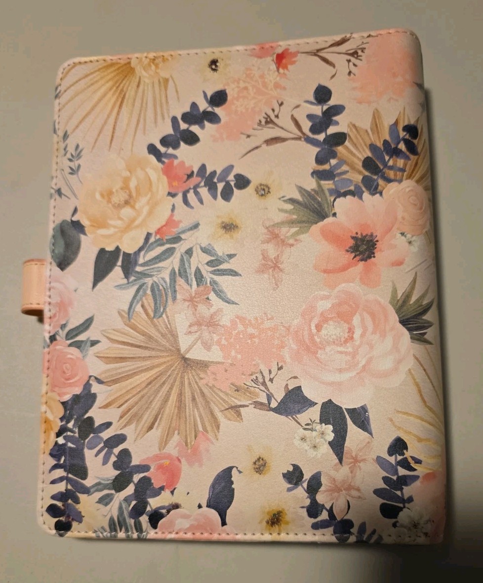 Agenda 52 Pink Floral Planner Binder 6-Ring Organizer Notebook 7×9 W/ Note Page