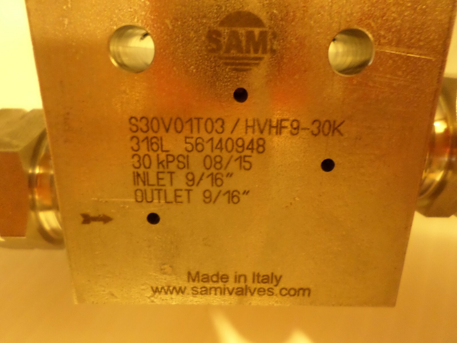 ⭐NEW⭐ SAMI 530V01T03/HVHF9-30K 316L High Pressure Needle Valve 30,000 PSI 9/16″