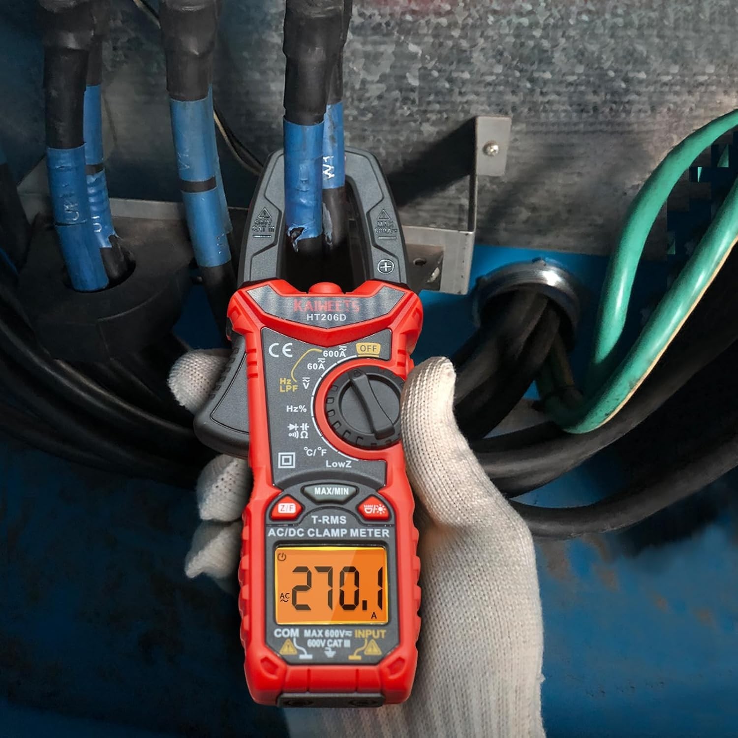 Professional Digital Clamp Meter with Two-Color Backlit LCD and Multi-Functions