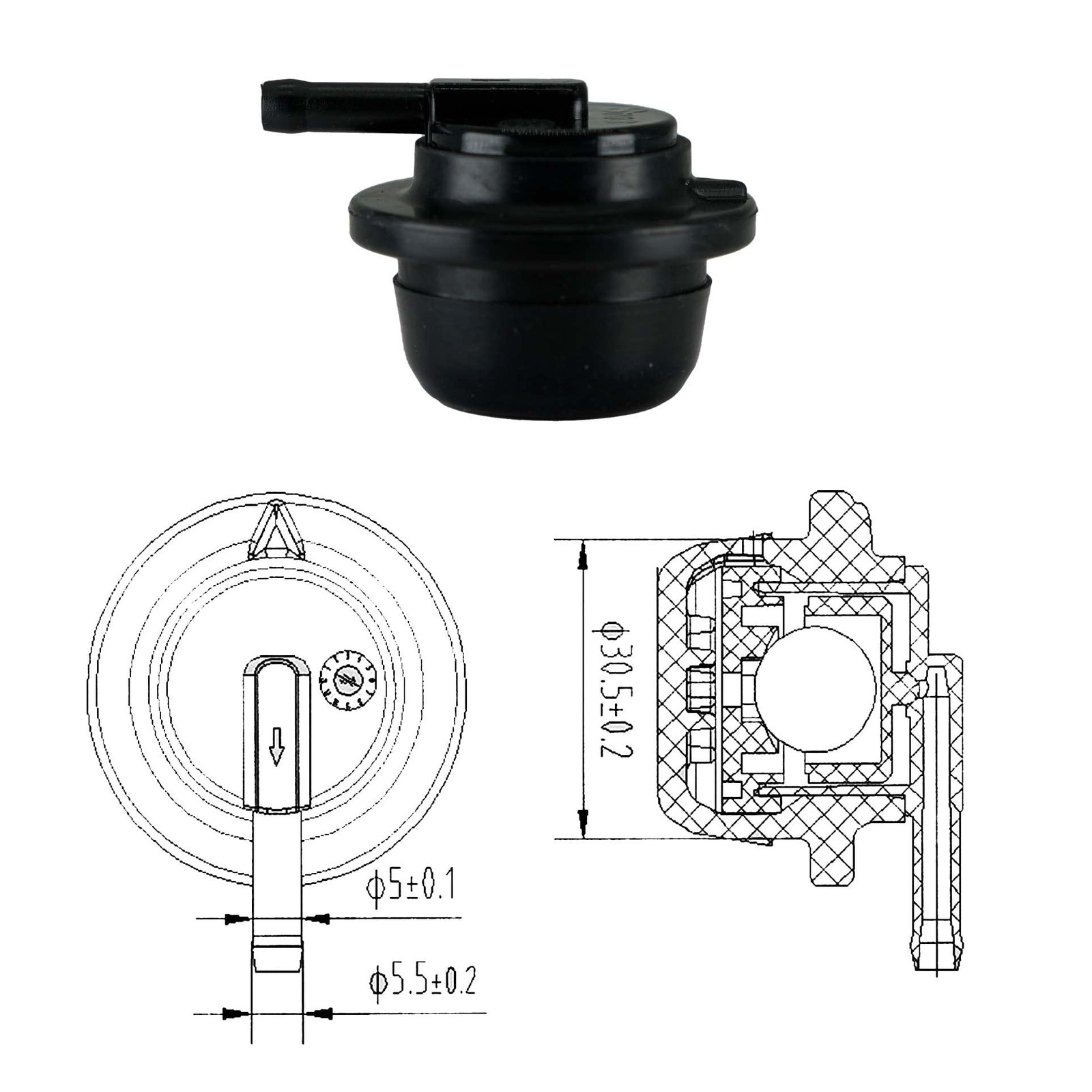 JMCHstore OEM Gas Fuel Tank Vent Valve w/Grommet for Generac 1.2 inches
