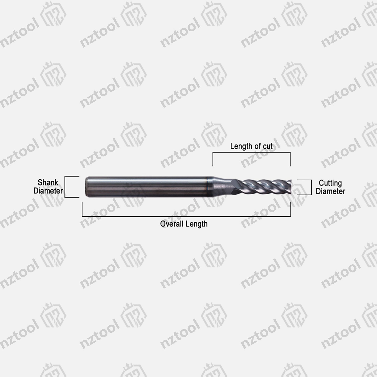 10 PCS 4 Flute 1/16″ x 1-1/2″ Overall Length Carbide End Mill -AlTiN Coated