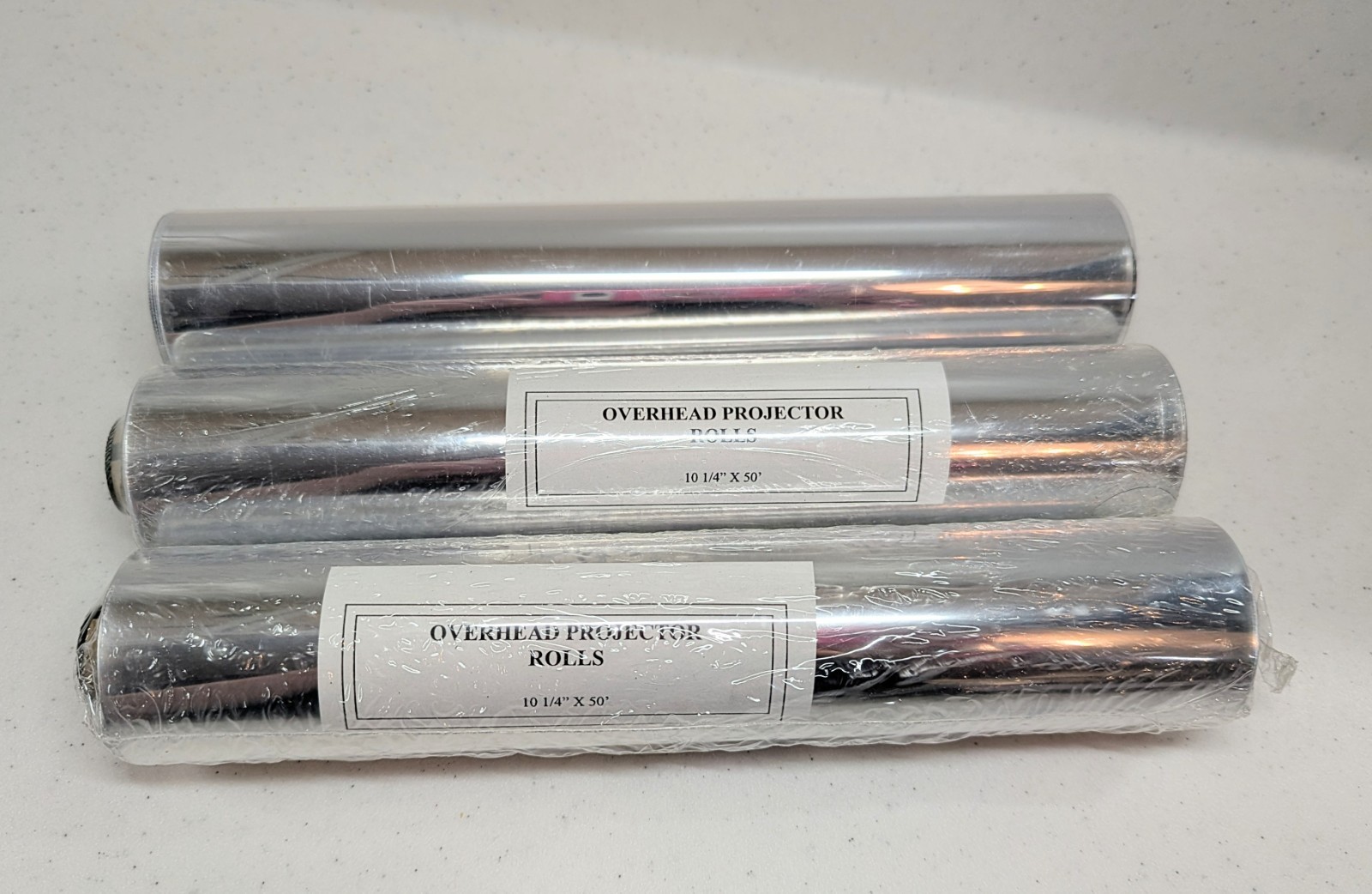 Set of 3 Write On Overhead Projector Film Roll, 10-1/4 Inches x 50 Feet Clear