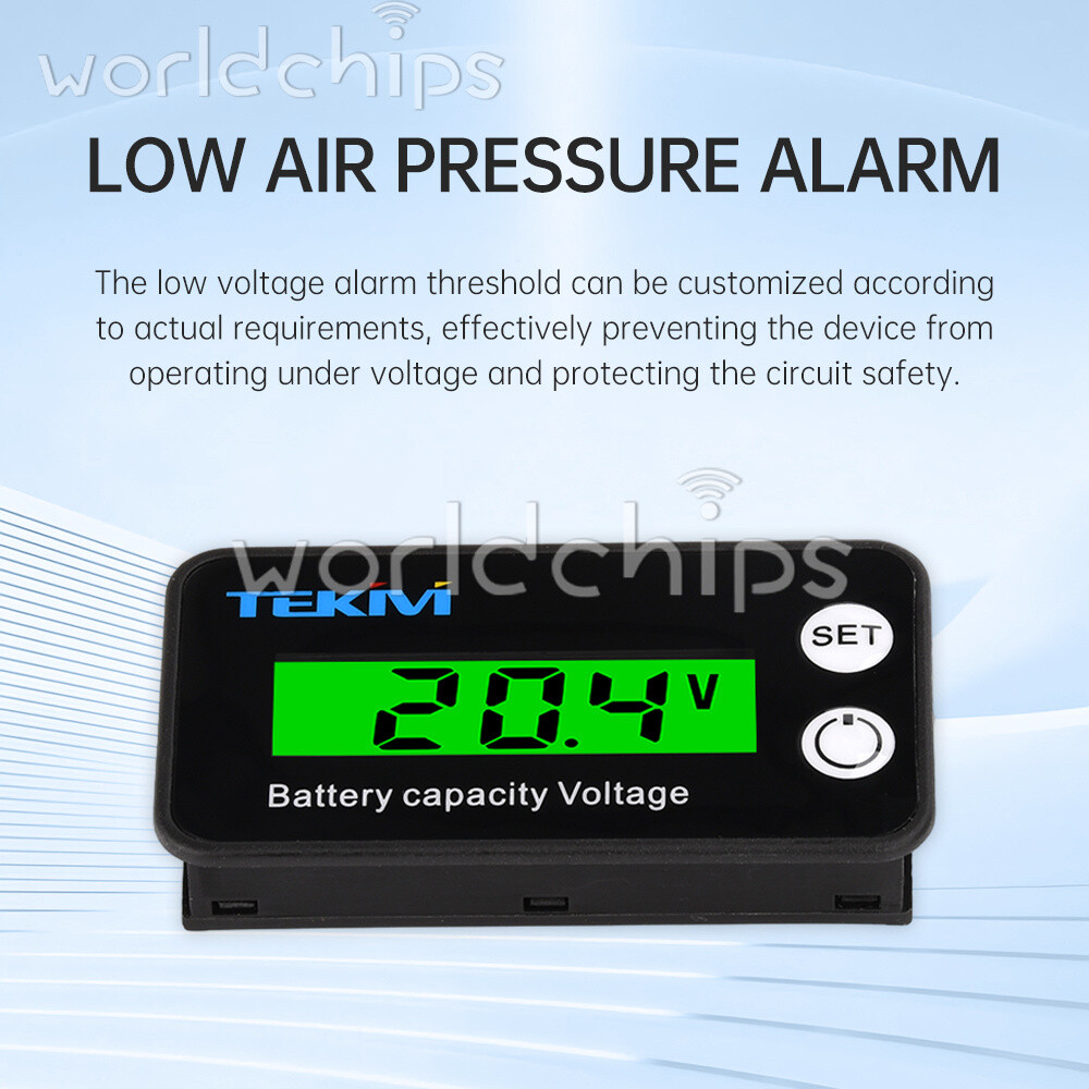 6136B High Precision LCD Battery Voltmeter Indicator Low Voltage Alarm Setting
