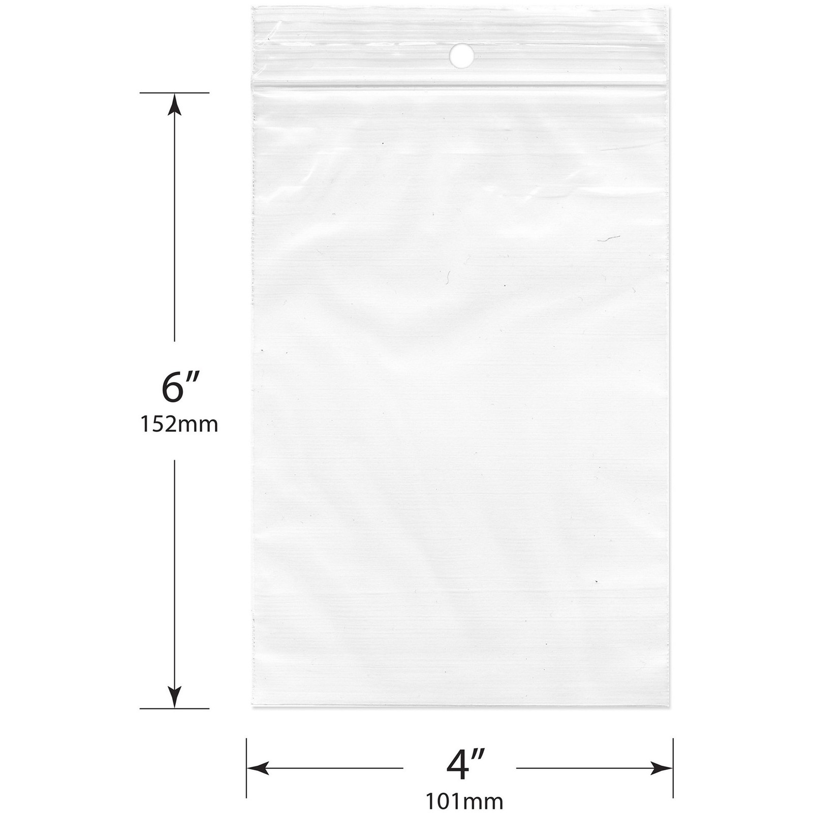 Plymor 4″ x 6″, 2 Mil with Hang-Hole Zipper Reclosable Plastic Bags