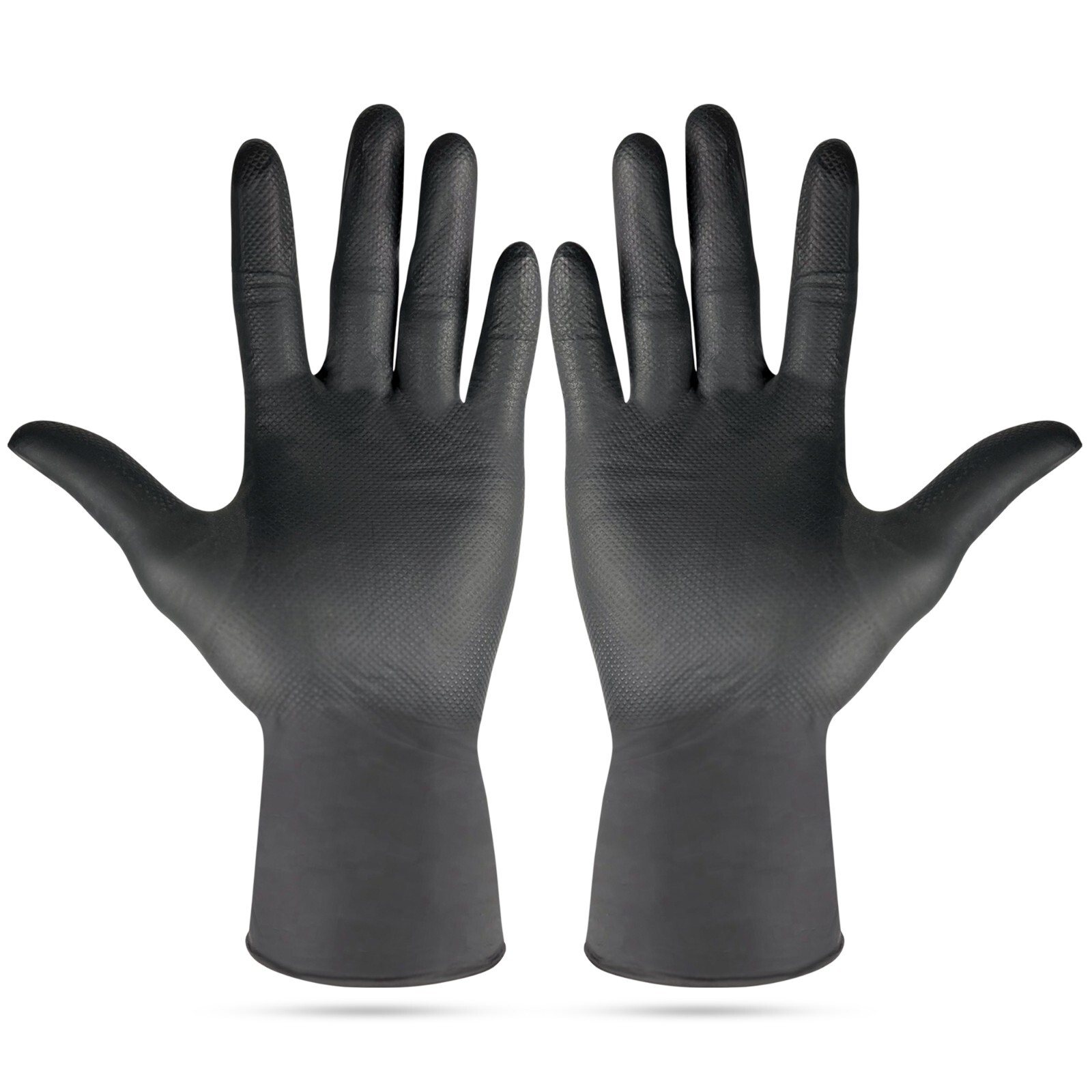 Fortify Diamond Textured Nitrile Gloves – 7mil Heavy Duty, foodsafe (XL) Black