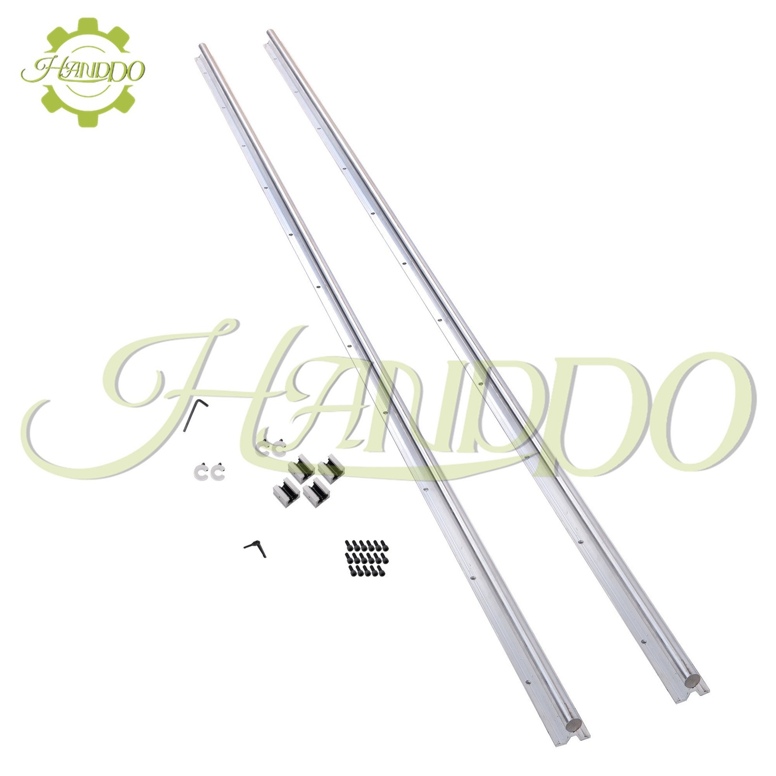 Linear Rails 2Pcs SBR20-2200mm & 4× SBR20UU Bearing Blocks & 4×20mm Fixing Rings