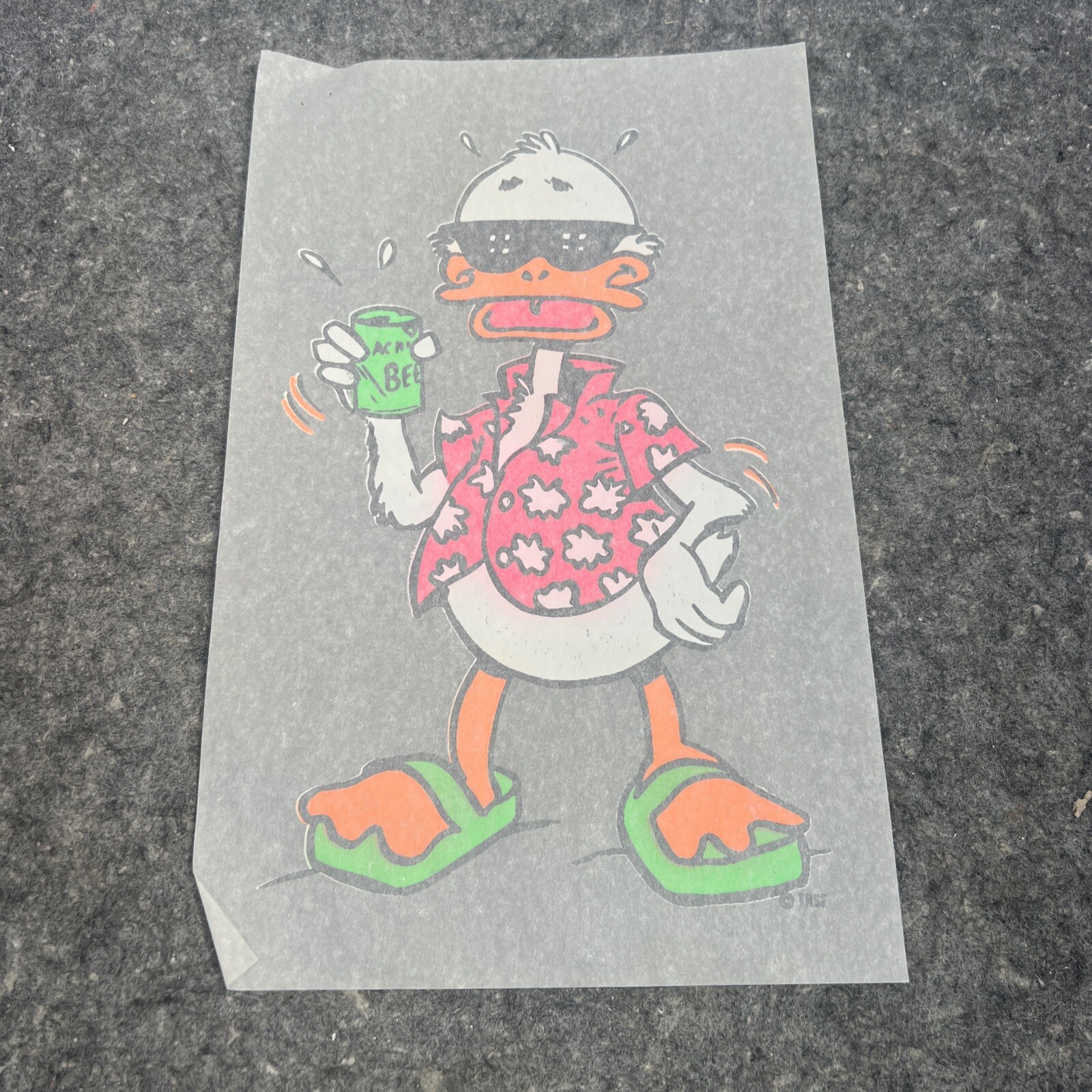 VTG Original 1980’s Neon Beer Party Duck Iron On Transfer ~12″ x 6.5″