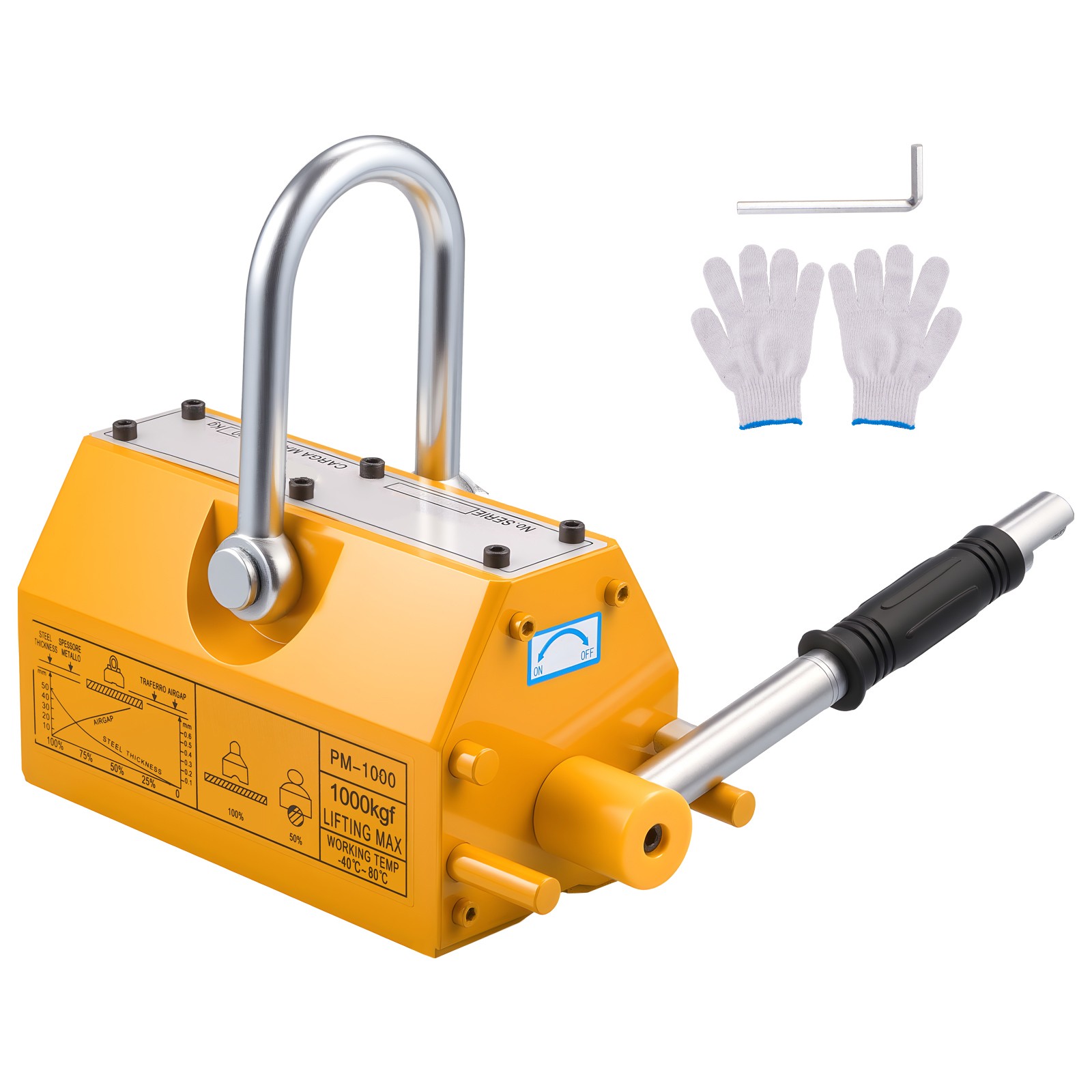 Uimoso Permanent Magnetic Lifter with 2200 lbs Load Capacity, N42 Magnet
