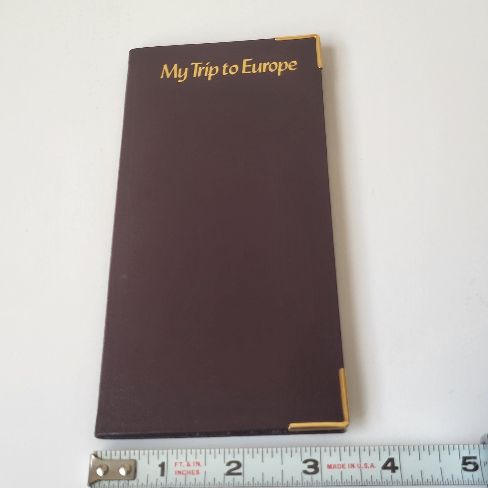 Vintage Letts of London Travel Diary Europe Book Maroon Bonded Leather Gold Trim
