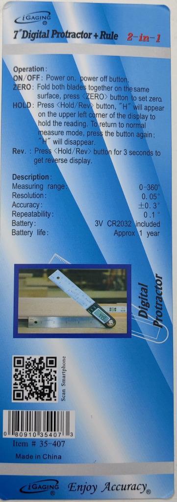 iGaging 360 Degrees Digital Protractor 7″ 2 in 1