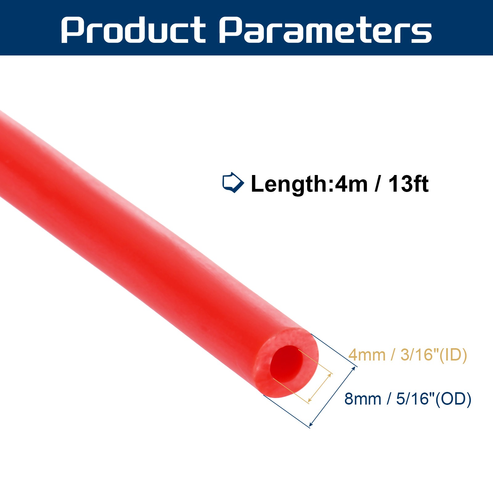 13 Ft(4M) Latex Rubber Tubing 3/16″ 4mm ID 5/16″ 8mm OD Red