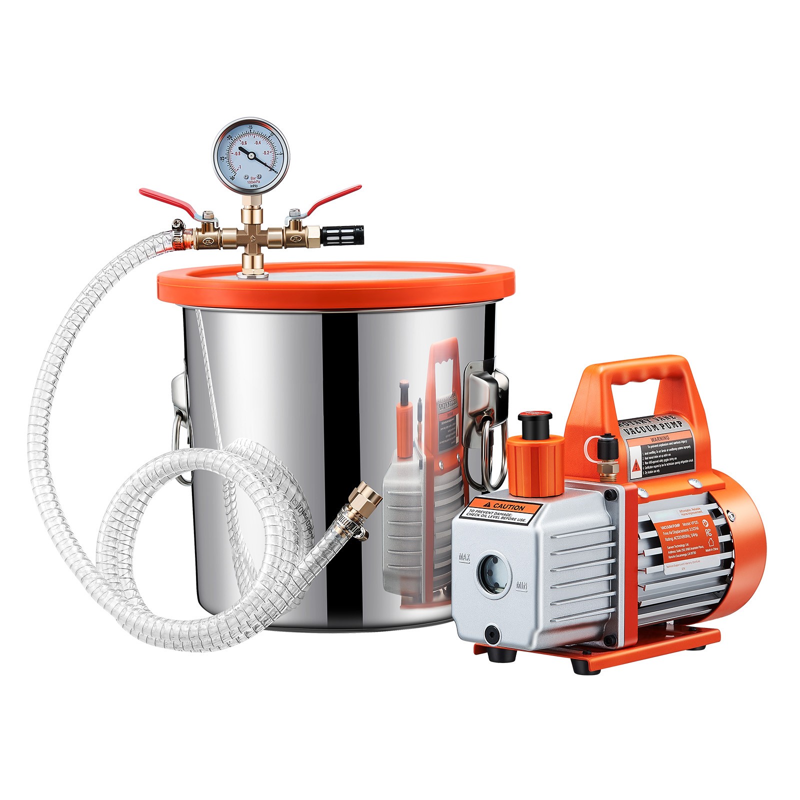 Uimoso 3.5 CFM Vacuum Pump with 3-Gallon Stainless Steel Degassing Chamber Kit