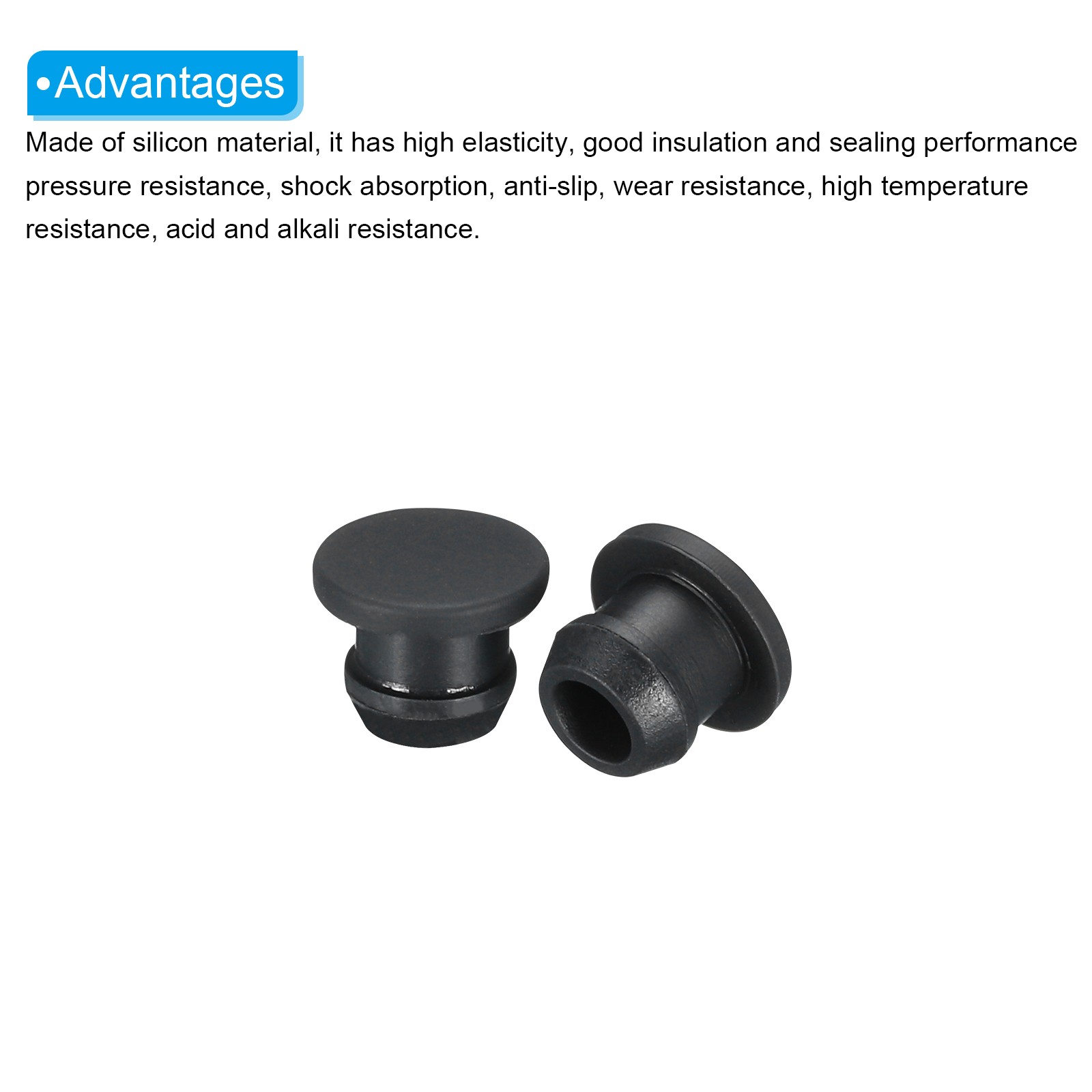 30 Pcs Silicone Snap in Locking Hole Plugs 8mm/0.31 Inch Dia Black