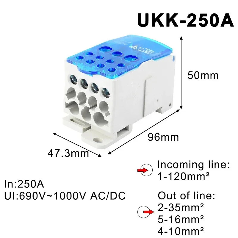 Junction Box 125A-500A DIN Outdoor Power Distribution Cable Connectors UKK80A