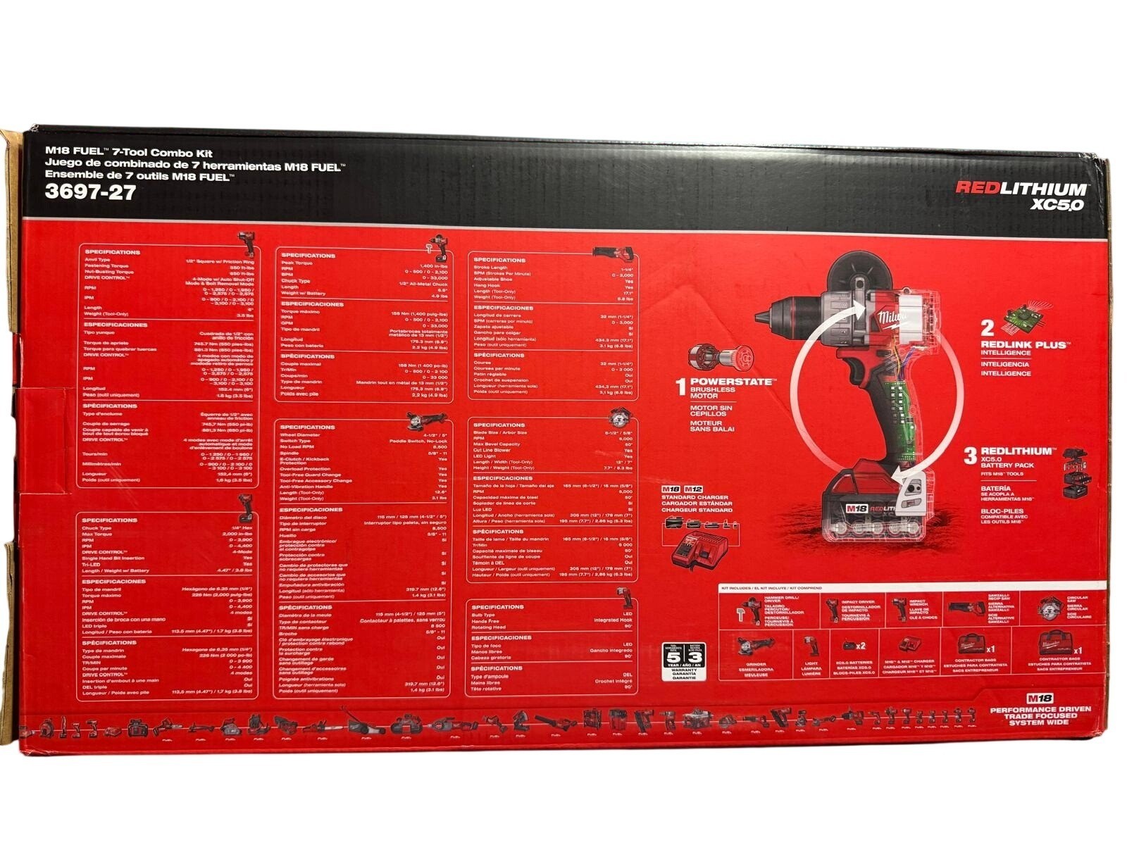 Milwaukee 3697-27 M18 FUEL 7-Tool Combo Kit